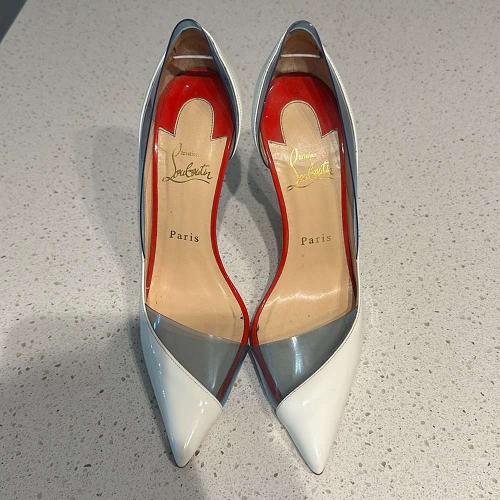 White loubiton with pvc wedding shoe